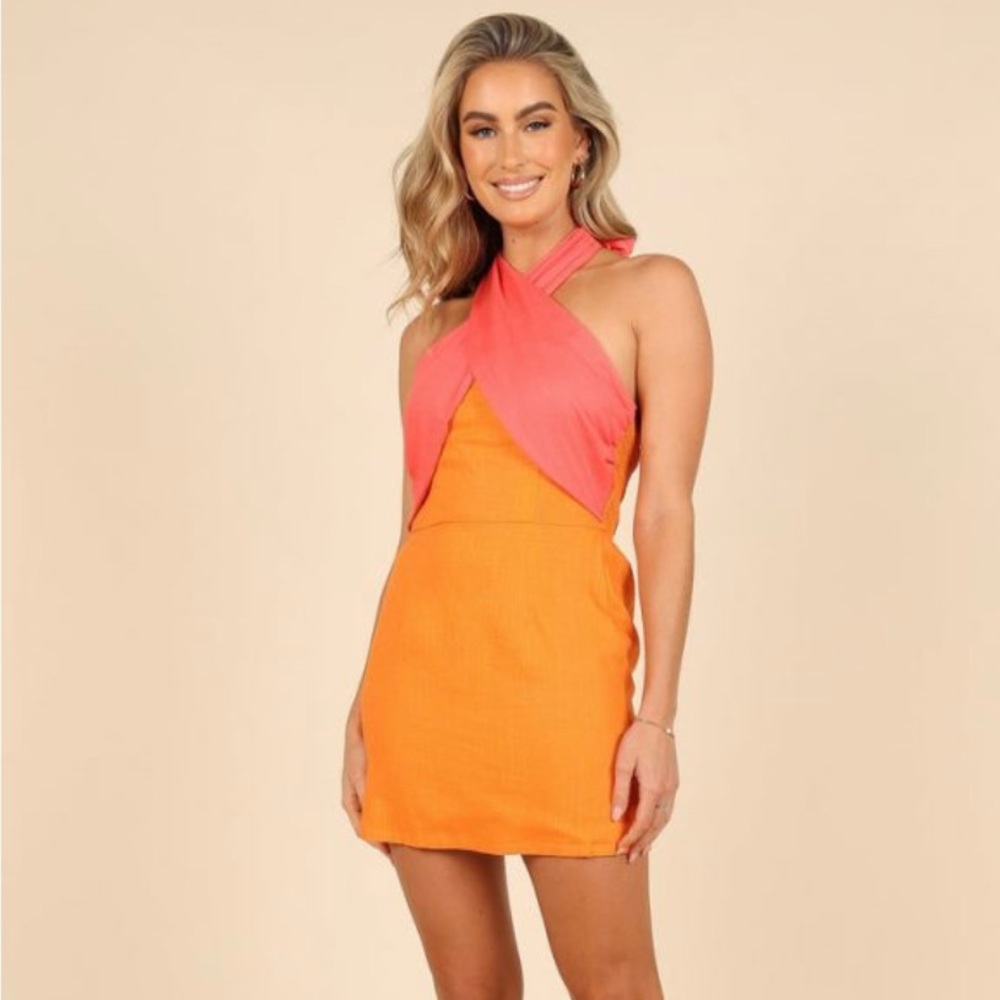 Petal & Pup Jaded Halter Neck Mini Dress